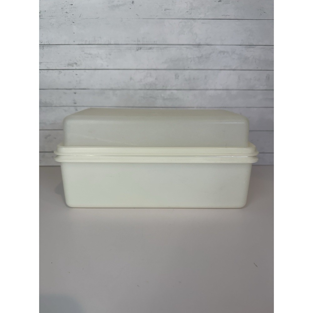 Vintage Tupperware Bread Loaf Keeper White Cream Rectangular Container w/ Lid